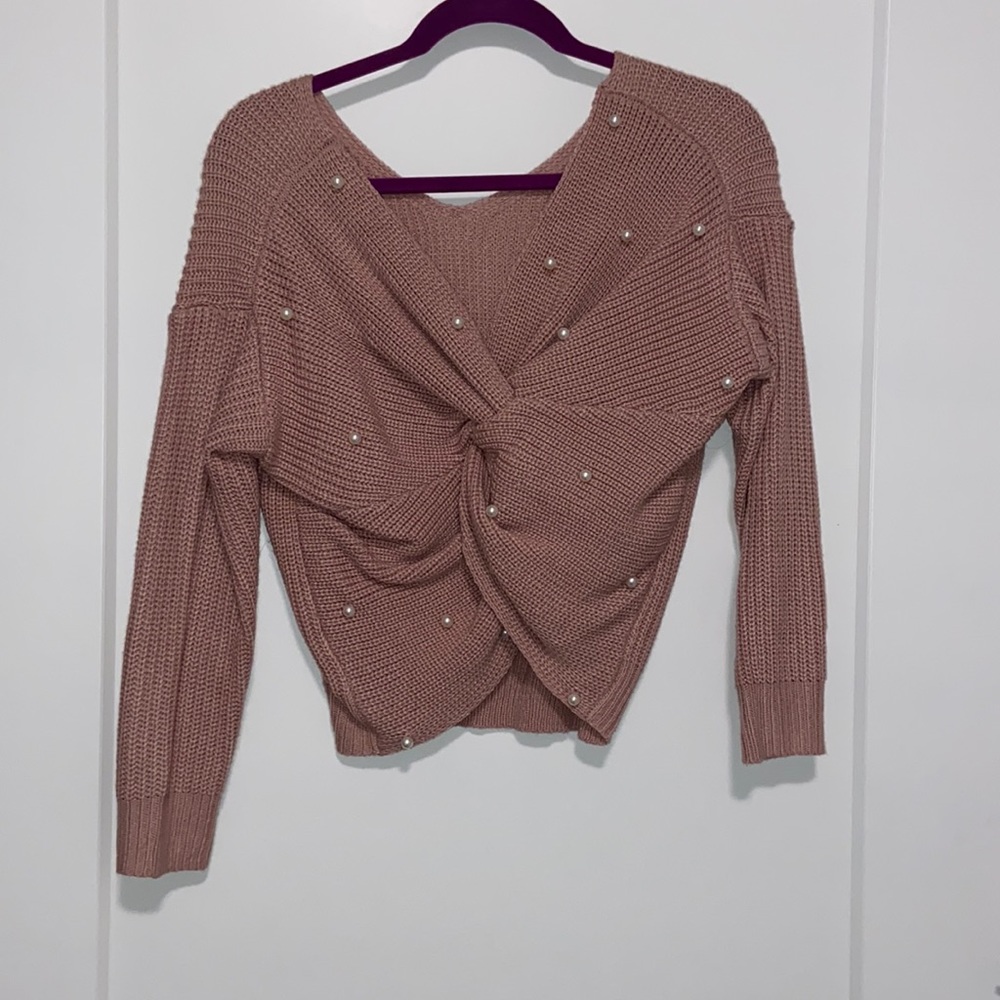 SHEIN pink sweater with pearl detail